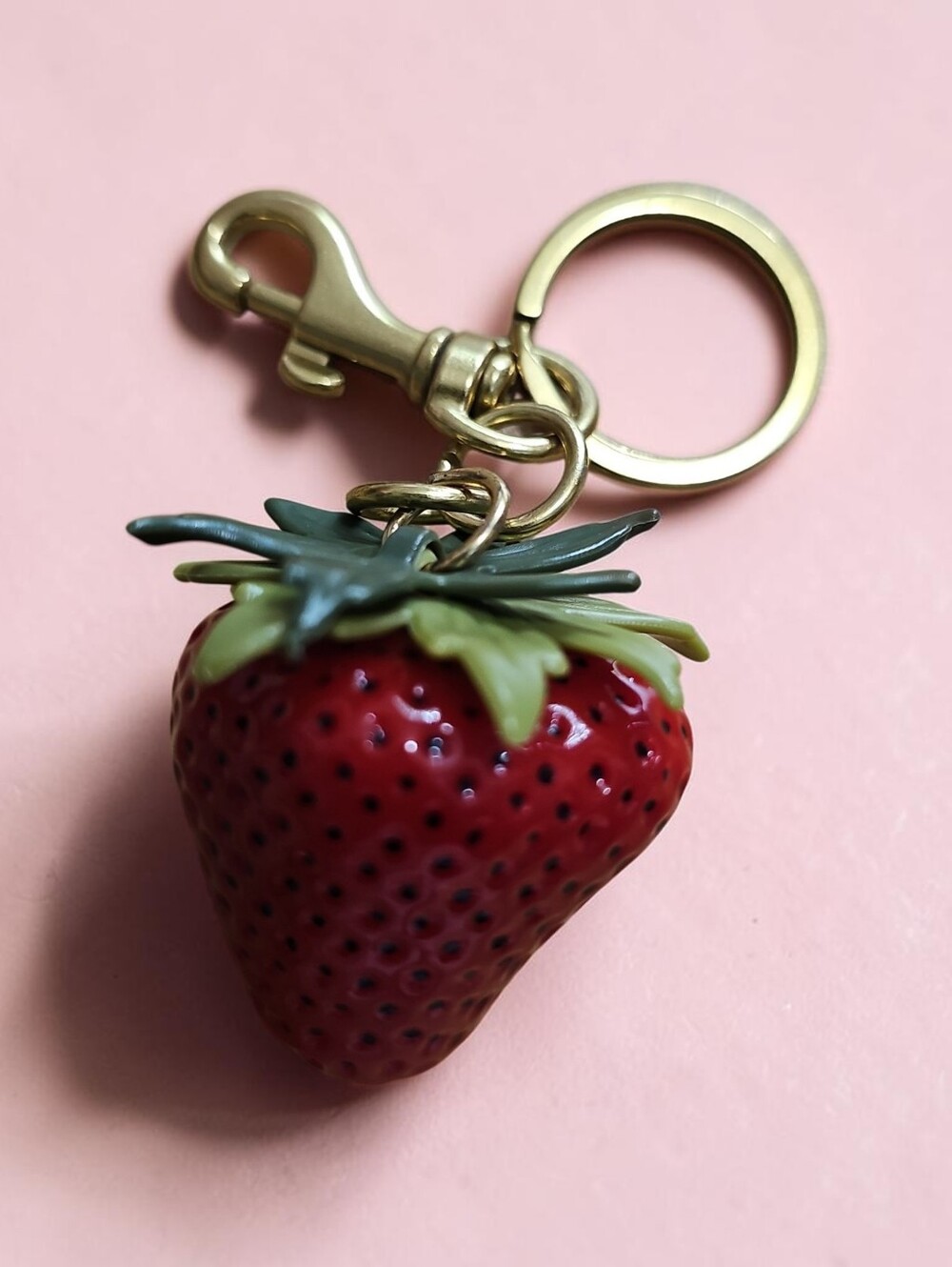 Nwt Sassified Boutique Gold-Tone Strawberry Charm Keychain - Red Strawberry